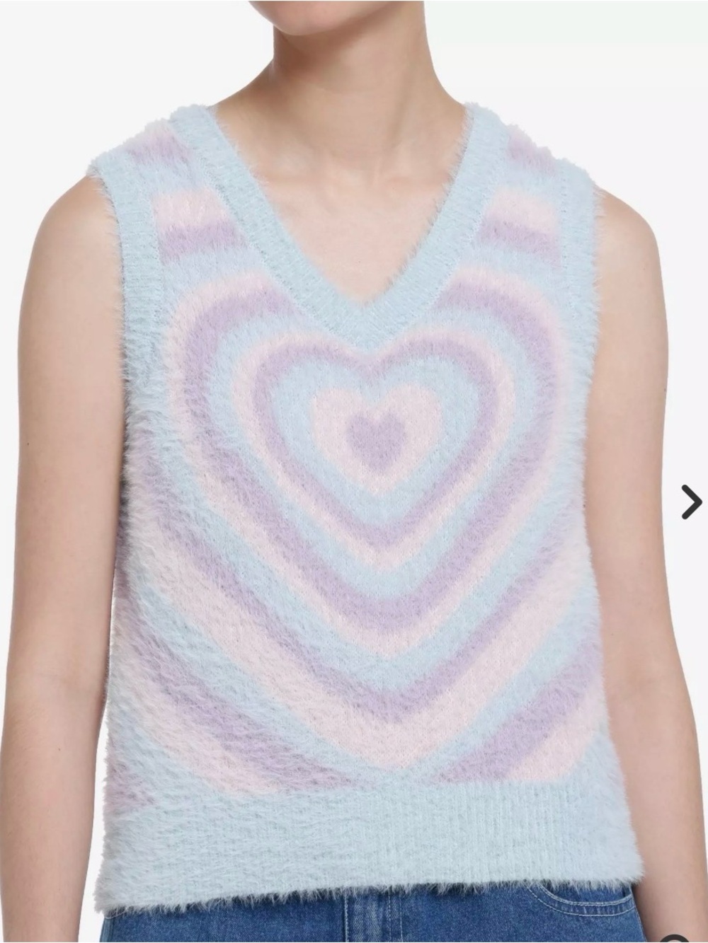 NWT Sweet Society Pastel Hearts Fuzzy Sweater Vest Small Hot Topic Y2K